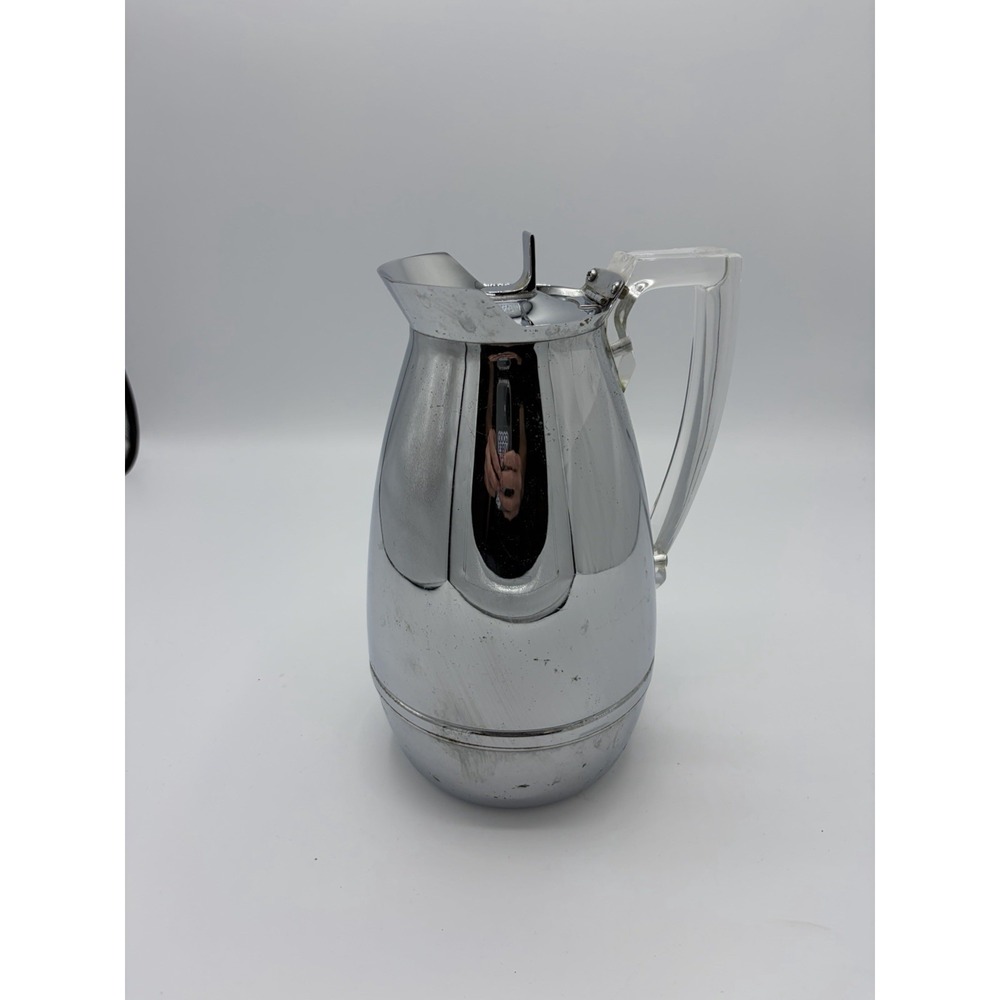 VINTAGE 9" THERMOS Chrome Lucite Handle Coffee Carafe Insulated Model #2585 Rare